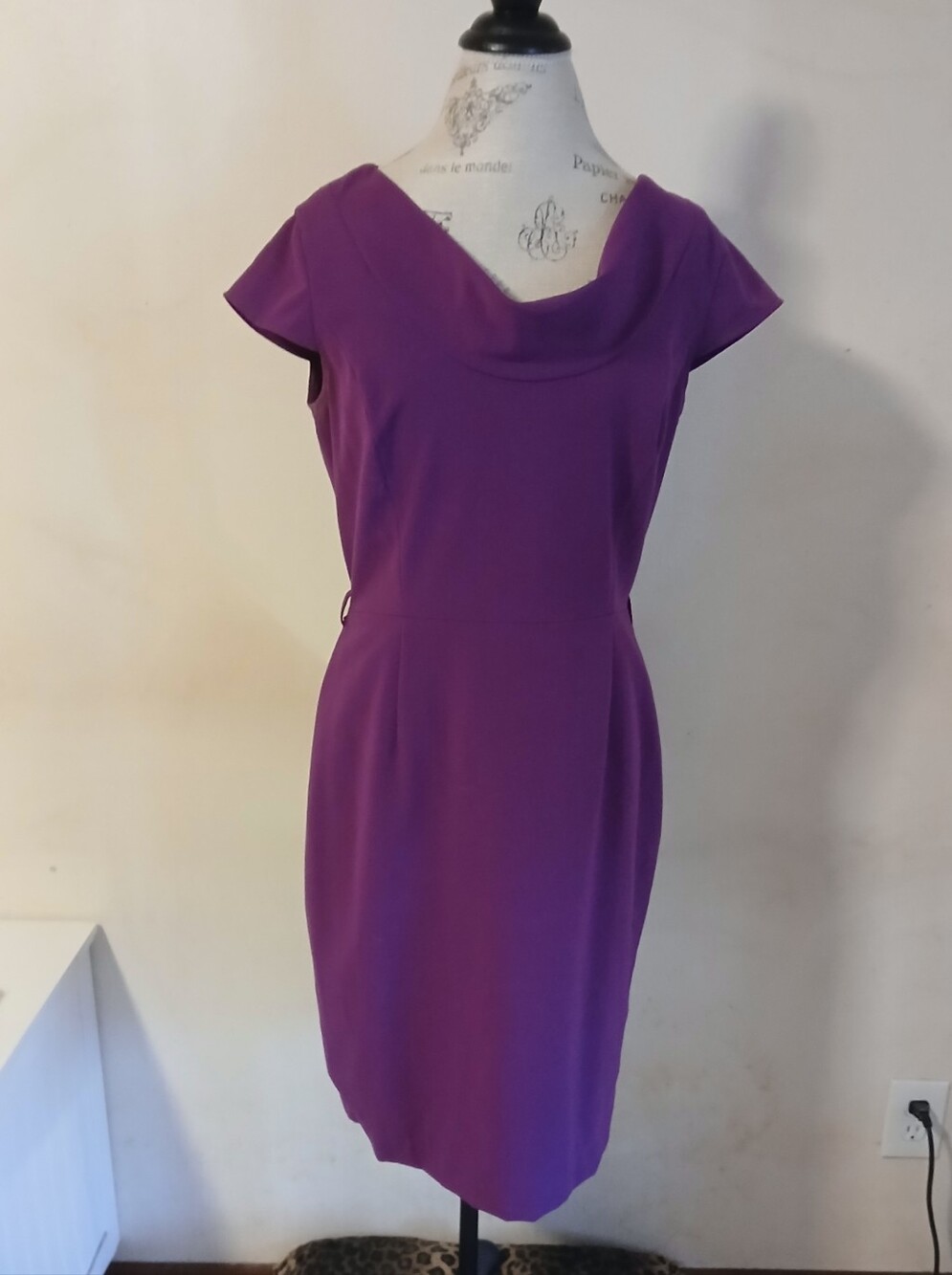 Calvin Klein Purple Cap-Sleeve Sheath Dress